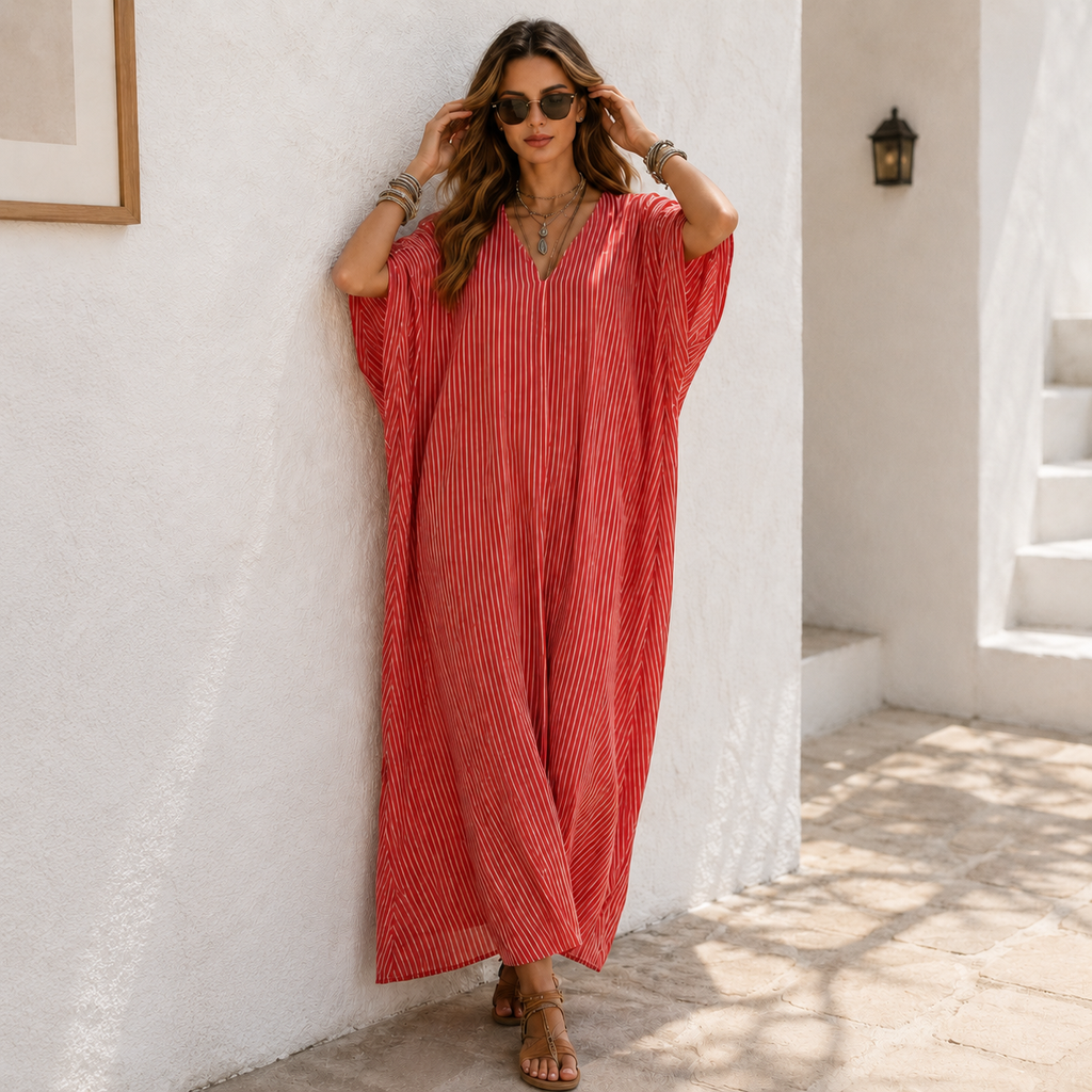Elegant Mediterranean Long Kaftan Dress