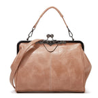 Vintage PU Leather Handbag for Women – Chic Shoulder & Crossbody Tote Bag with Rotating Clasp