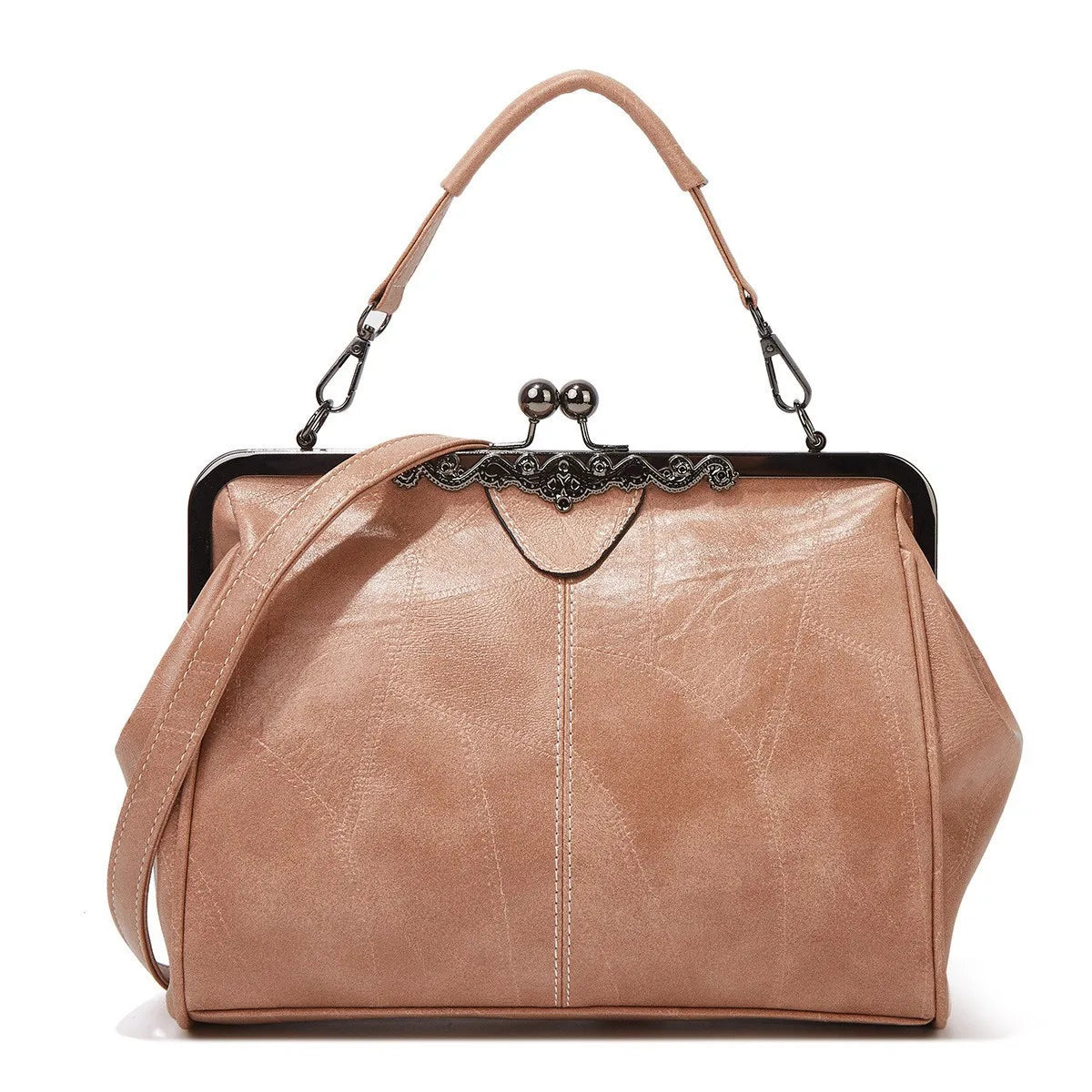 Vintage PU Leather Handbag for Women – Chic Shoulder & Crossbody Tote Bag with Rotating Clasp