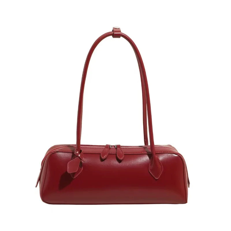 Vintage Leather Shoulder Bag for Women – Large Capacity East West Handbag, Retro Korean Style Luxury Armpit Bag