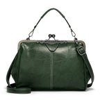 Vintage PU Leather Handbag for Women – Chic Shoulder & Crossbody Tote Bag with Rotating Clasp