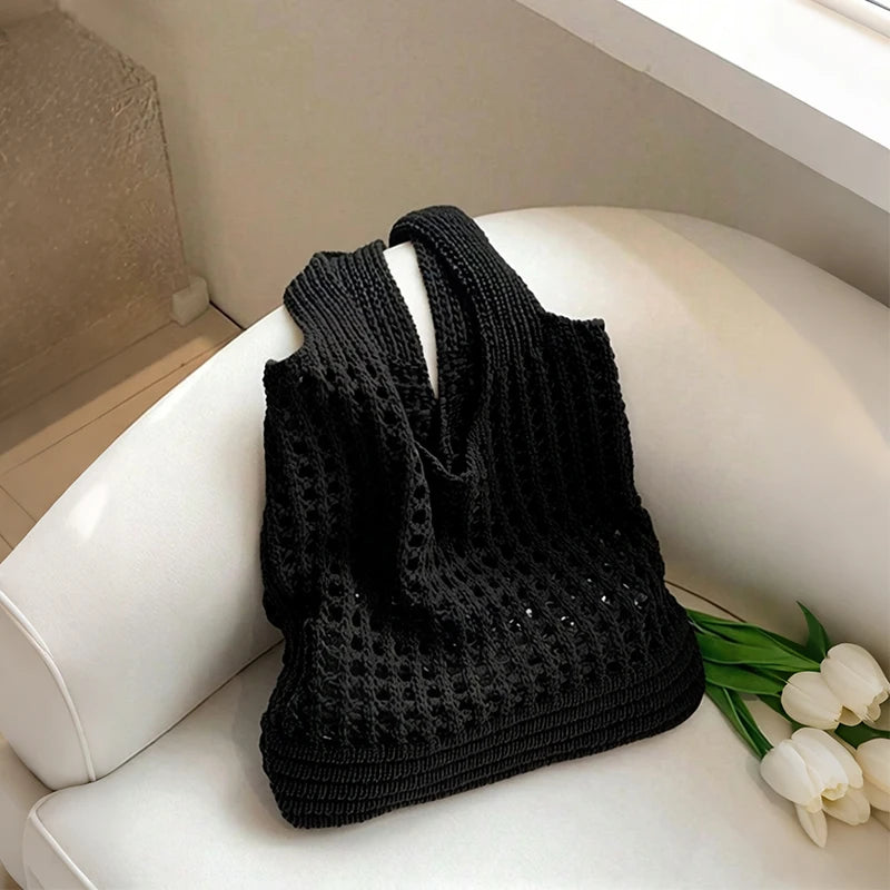 Boho Crochet Tote Bag for Women – Large Woven Shoulder Bag