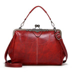 Vintage PU Leather Handbag for Women – Chic Shoulder & Crossbody Tote Bag with Rotating Clasp