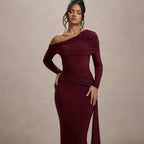 Women's Pleated Sheath Dress – Slim Fit, Half Collar, Long Sleeve