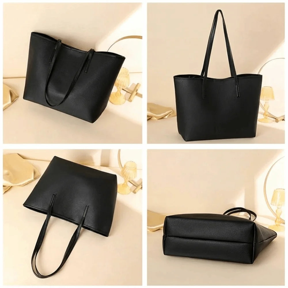 Women’s Faux Leather Tote Bag – Large Floral Shoulder Handbag, Casual Everyday Shopping Bag