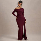 Women's Pleated Sheath Dress – Slim Fit, Half Collar, Long Sleeve