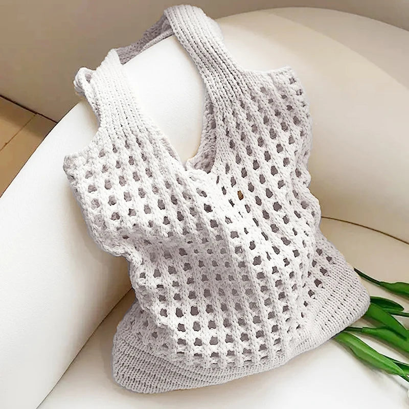 Boho Crochet Tote Bag for Women – Large Woven Shoulder Bag