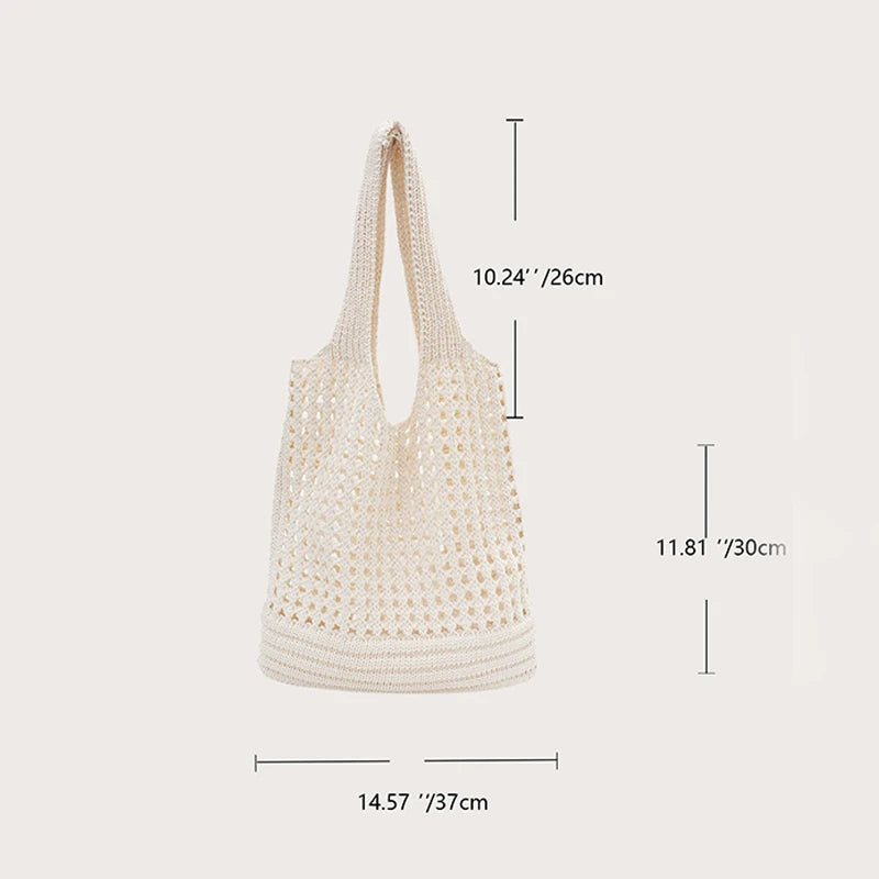 Boho Crochet Tote Bag for Women – Large Woven Shoulder Bag