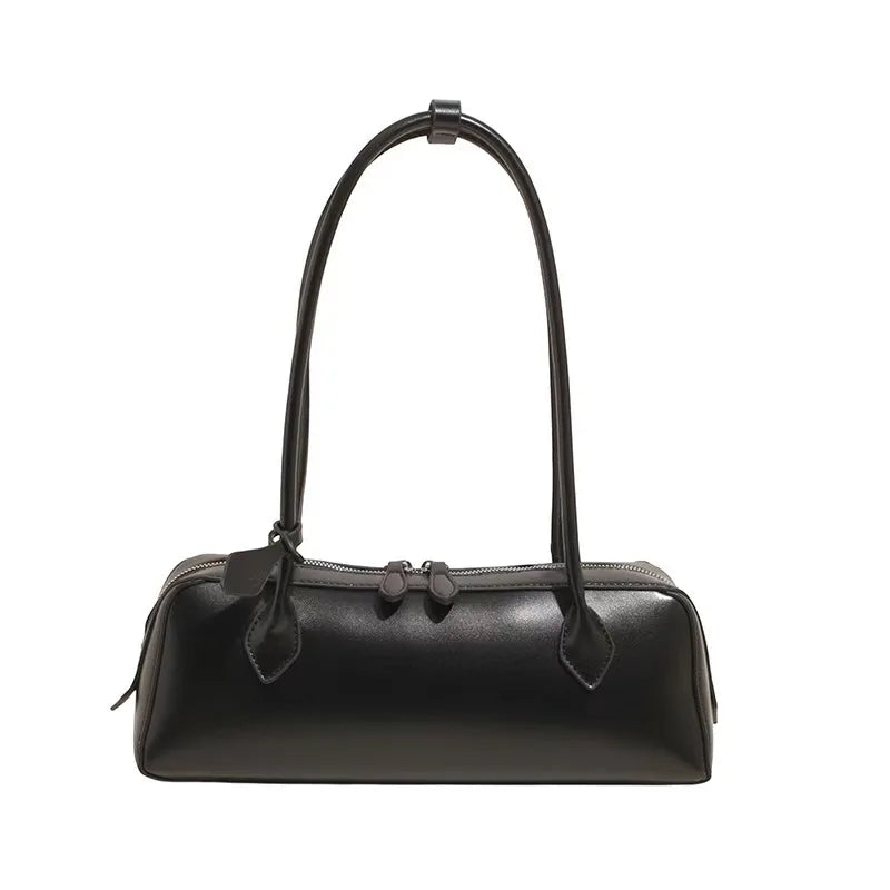 Vintage Leather Shoulder Bag for Women – Large Capacity East West Handbag, Retro Korean Style Luxury Armpit Bag