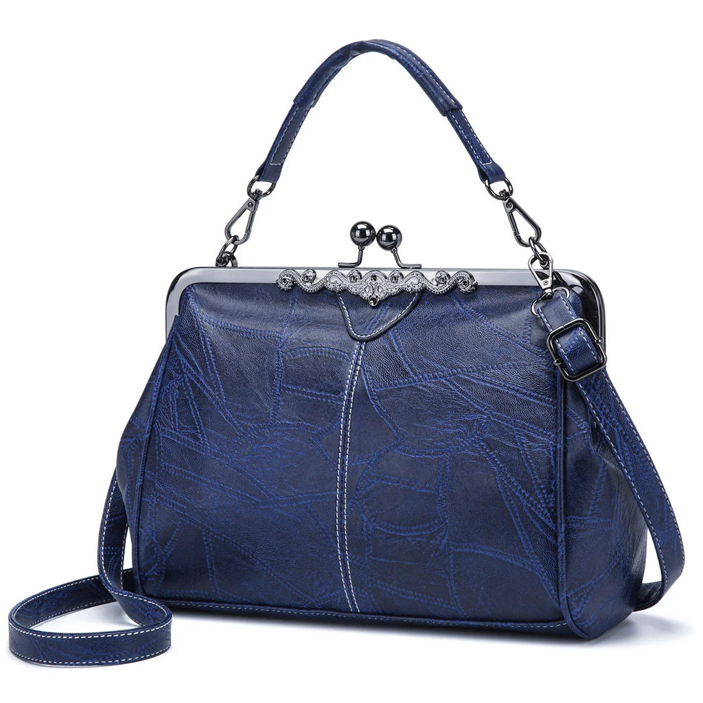 Vintage PU Leather Handbag for Women – Chic Shoulder & Crossbody Tote Bag with Rotating Clasp